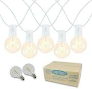 Novelty Lights 100 Feet G40 LED Patio String Lights with 67 Bulbs, Warm White, Weather Resistant and Shatterproof Replaceable Plastic Globe Bulbs, White Wire