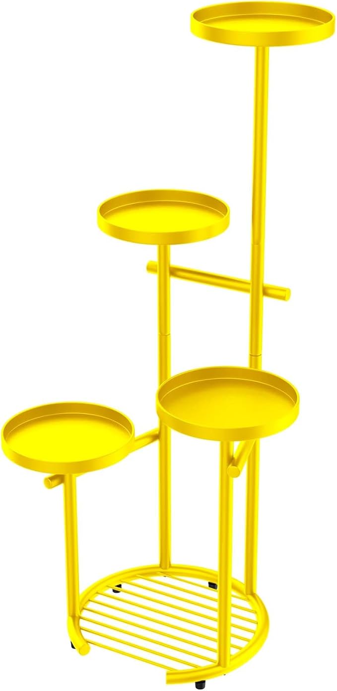 TOSKING 5 Tier Metal Plant Stand Indoor, Plant Shelf, Corner Shelf Flower Pot Stand for Outdoor Plant Stand for Living Room Balcony Garden Patio Bedroom (5Tier-37''-yellow)