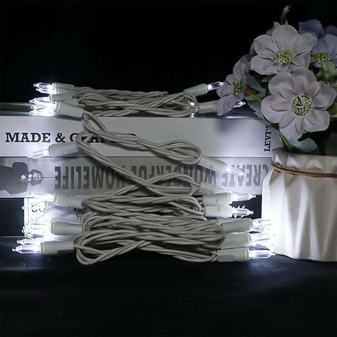 MULTI-SPARKING White Christmas LED Lights - 35 Count Cool White Christmas String Lights for Small Tree, Crafts, Holiday, Indoor/Outdoor Decorations, 11 Feet White Wire, UL Certified, Connectable