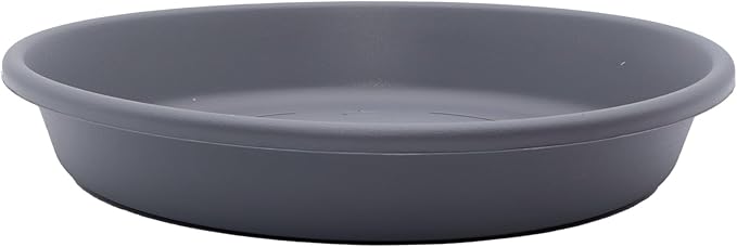 The HC Companies 10 Inch Round Plastic Classic Plant Saucer - Indoor Outdoor Plant Trays for Pots - 10.75"x10.75"x1.75" Warm Gray