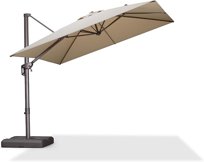 PURPLE LEAF 9 Feet Patio Umbrella Square Cantilever Umbrella Outdoor with 360° Rotation and Aluminum Offset Hanging for Pool Deck Garden Backyard, Beige