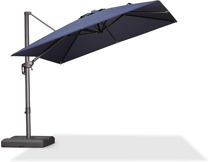 PURPLE LEAF 9 Feet Patio Umbrella Square Cantilever Umbrella Outdoor with 360° Rotation and Aluminum Offset Hanging for Pool Deck Garden Backyard, Navy Blue