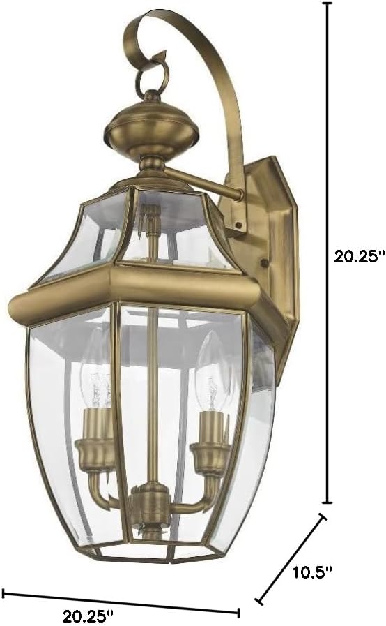 Livex Lighting 2251-03 Outdoor Wall Lantern with Clear Beveled Glass Shades, White