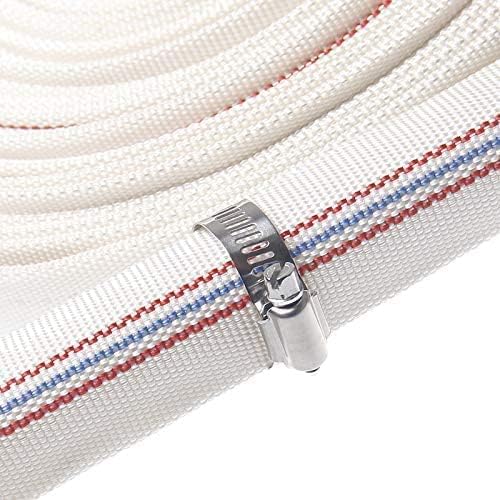 1.5"30M-98ft Lay-Flat Hose Pool Cleaning Belt Water Discharge Pump Hose With Aluminum Clamps Fittings Fire Hose Length Connection Hose Sump Pump Well Pump for House Garden and Irrigation Firehose