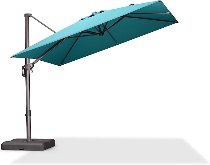 PURPLE LEAF 9 Feet Patio Umbrella Square Cantilever Umbrella Outdoor with 360° Rotation and Aluminum Offset Hanging for Pool Deck Garden Backyard, Turquoise