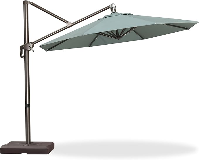 PURPLE LEAF 10FT Cantilever Patio Umbrella with 360-degree Rotation Aluminum Round Outdoor Offset Handing Umbrella for Patio Pool, Sprout Green