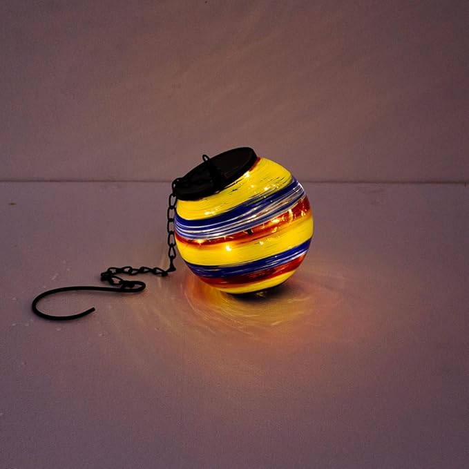 Colorful Hanging Solar Lanterns Outdoor Waterproof 4.7" Glass Solar Golbe Lights with Metal Chain,Gazing Ball Garden Decorative Lanterns for Patio Pathway Porch Yard Decor