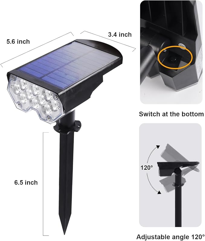 4 Pack Solar Powered Outdoor Spot Lights Outside Waterproof 20 LEDs Landscape Spotlights Dusk to Dawn for House Yard Tree, Plants, Walls, Path, Garden, Statues, Superior Accent Uplighting Cool White