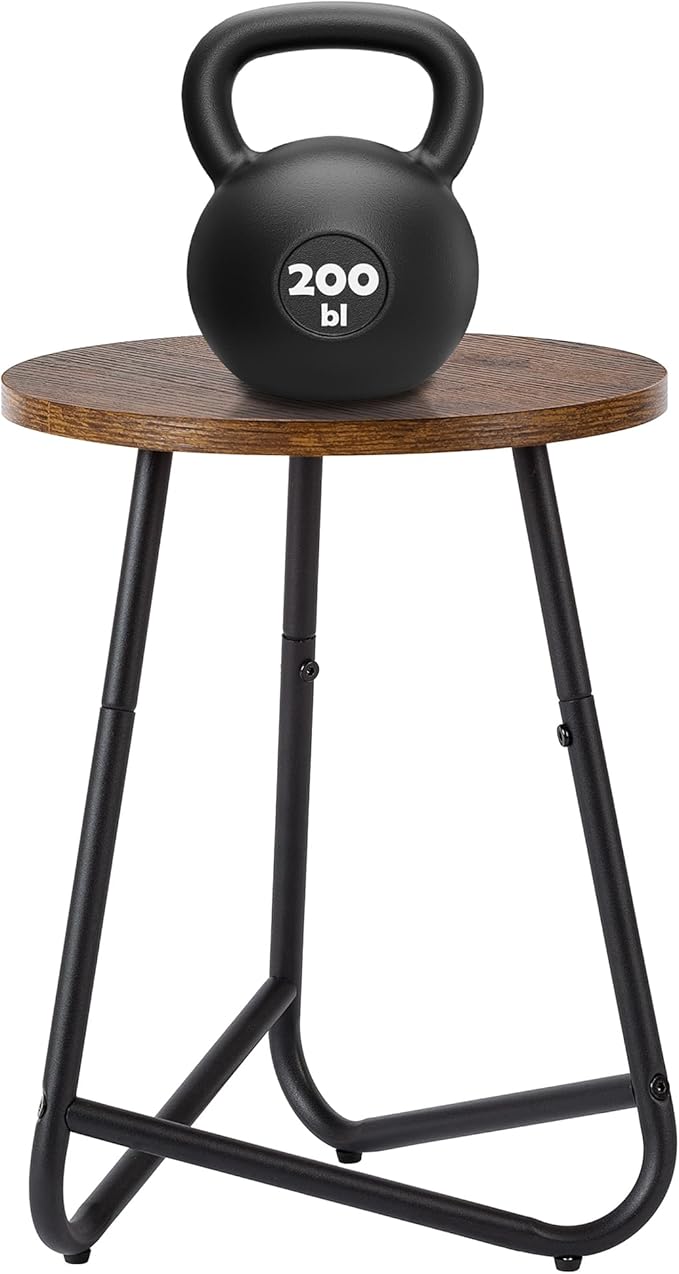 Indoor Plant Stand,Mid Century Wood Stand Plant Table,Modern Plant Stool for Outdoor,Metal Tall Holder for Flower Pots,Small Round Side End Table (Rustic Brown, 15 inch)