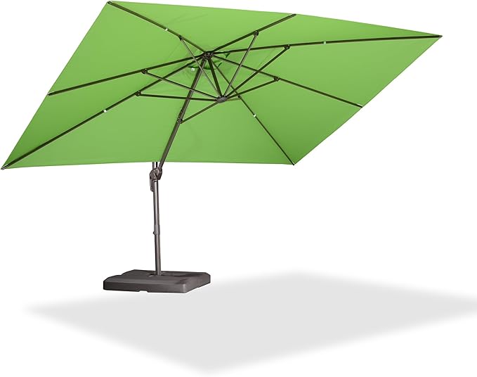 PURPLE LEAF 10' X 13' Patio Cantilever Umbrella Rectangle Umbrella Outdoor with Aluminum Offset Hanging and 360° Rotation for Pool Garden Deck Patio, Green