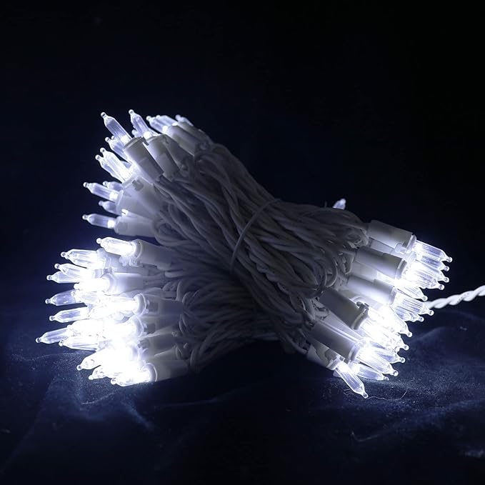 MULTI-SPARKING White LED Christmas Lights - 100 Count Cool White Christmas String Lights for Tree, Party, Wedding, Holiday, Indoor and Outdoor Decor, 33 Feet White Wire, UL Certified, Connectable