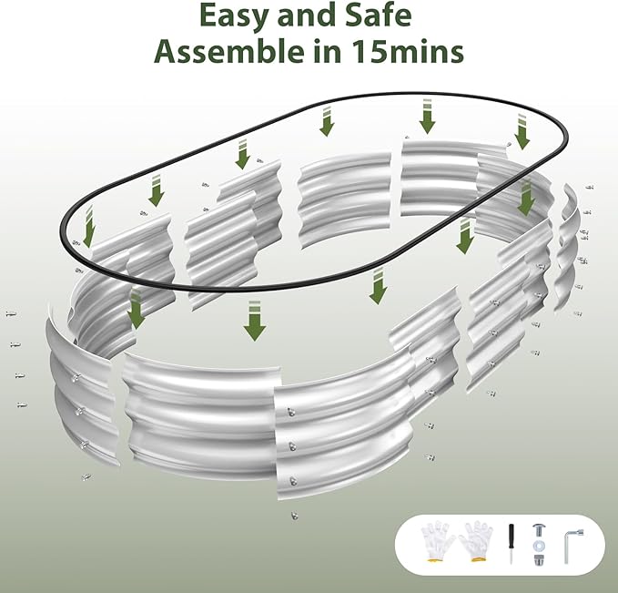 Raised Garden Bed Kit, 6x3x1 ft Galvanized Planter Box Outdoor with Safety Edging, Large Metal Raised Beds for Gardening Vegetables Flower Herb (Silver)