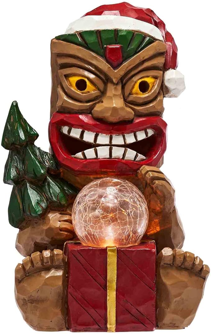 Outdoor Garden Decor-Christmas Tiki Totem Statues Light Beautiful Gift-Giving for Your Indoor Christmas & Holiday Decorations(9.65“)