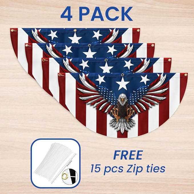 FLAGWIX American Flag Patriotic Eagle American Non-Pleated Fan Flag TPT1636F, 3x6 ft, 1 Pack Suitable for Outdoor and Indoor