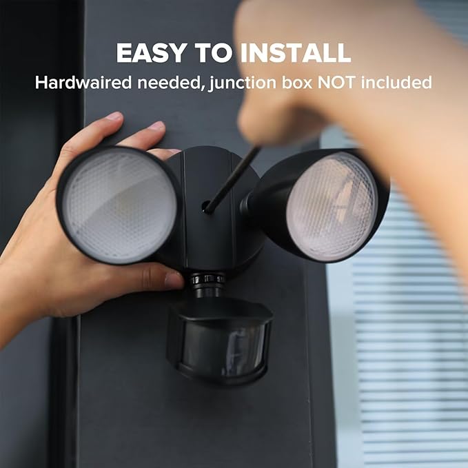 UME 2 Pack 32W 3500 Lumen LED Security Lights Motion Sensor Light Outdoor, 5000K Daylight, IP65 Waterproof, Dusk to Dawn, Motion Detector Flood Light for Garage, Yard, Porch-Black