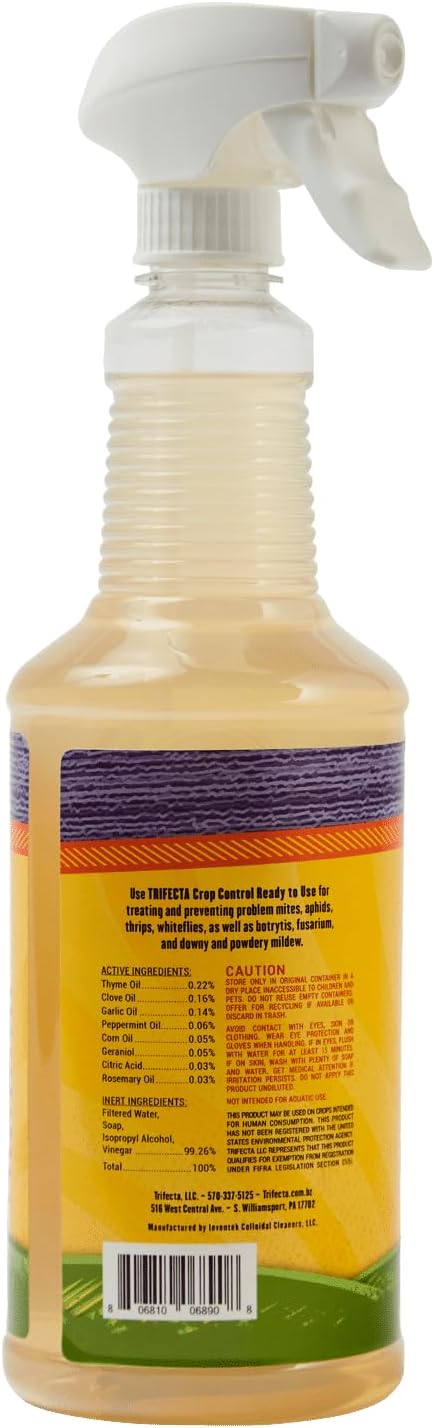 Trifecta Crop Control Insecticidal Soap for Plants | All Natural Fungicide for Plants | Spider Mite Killer Indoor Plants, Food Safe Commercial Grade Pesticide, Herbicide, Spider Mites Spray for Plants