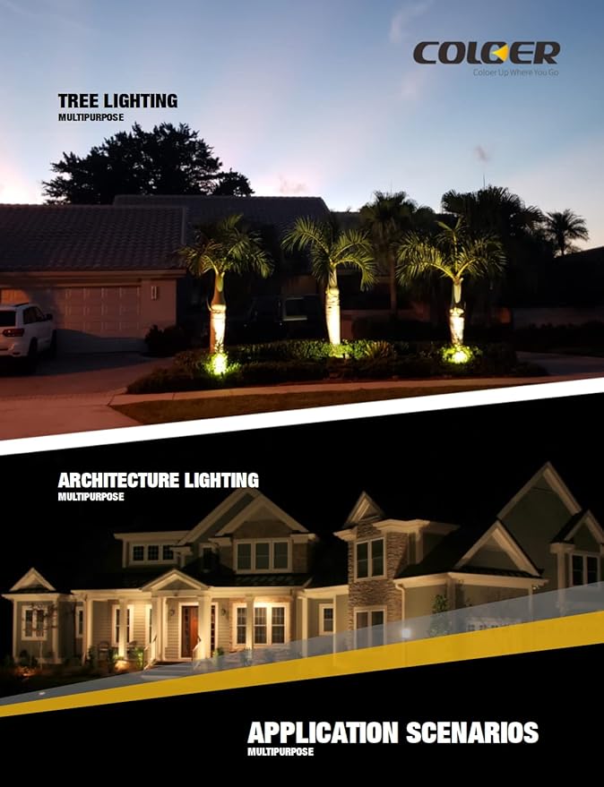 COLOER Die-cast Brass Landscape Spotlights Outdoor, 12V AC/DC Low Voltage LED Garden Landscape Lighting, IP65 Waterproof Outdoor Uplighting (101B,Bronze,12-Pack Without Bulb)