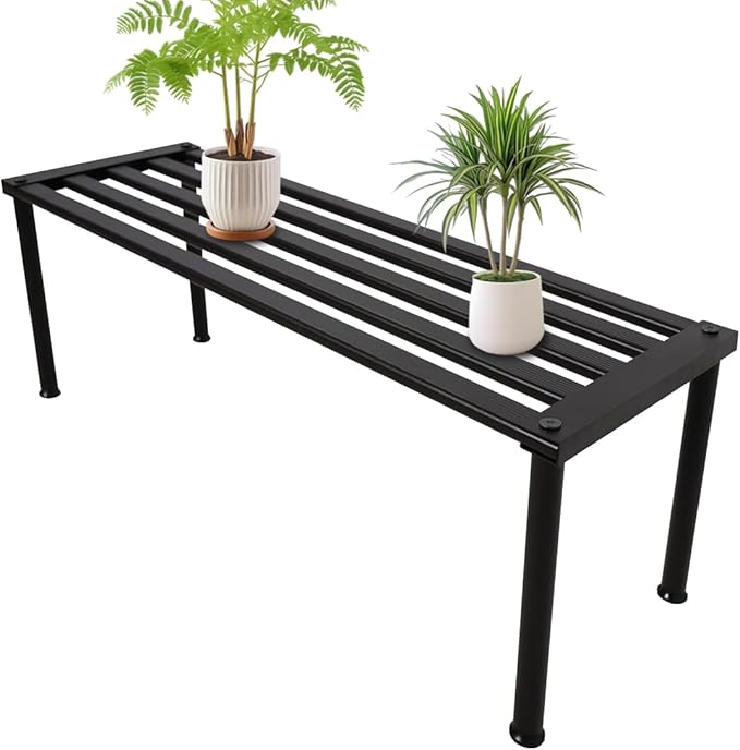 Metal Plant Stand, Rust-proof Aluminum Display Rack, Plants Display Stands Decoration Racks for Living Room Garden Balcony Patio (Ebony, 31.5Inch Tall Leg)