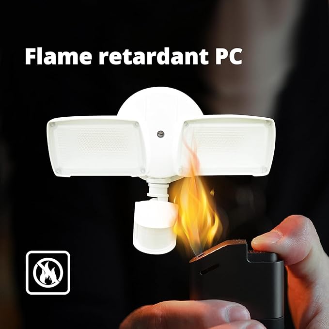 UME 2 Pack 19W LED Flood Light Motion Sensor Outdoor, 2 Adjustable Head, 2000LM, 5000K, IP65 Waterproof, Dusk to Dawn Security Light with Photocell for Exterior,Outside,Garage,House(White)