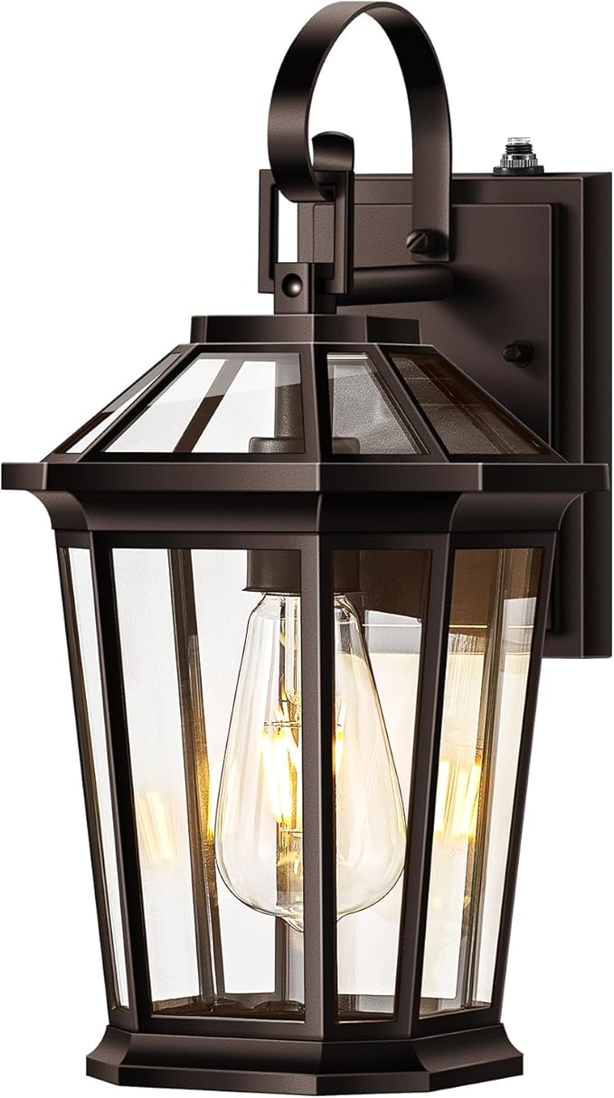 VIANIS Outdoor Wall Lights Dusk to Dawn, Oil Rubbed Bronze Exterior Lighting Fixtures for House, Waterproof ORB Porch Lights Wall Mount, Aluminum Outside Wall Sconce for Front Door, Garage