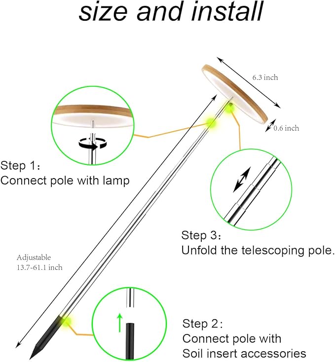 yadoker Plant Grow Light, LED Growing Light Full Spectrum for Indoor Plants,Height Adjustable, Automatic Timer, 5V Low Safe Voltage,Idea for Large Plant Light