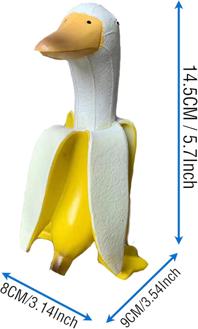 Tellme 2 PCS Banana Duck Statues, Creative Whimsical Garden Art Resin Gnome Sculptures, Outdoor Personalized Decors, Cute Banana Ornaments for Yard, Porch, Office, Home, Funny Housewarming Gifts.