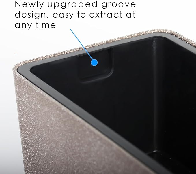 GardenBasix Elongated Self Watering Planter Pots 2-Pack Window Box 5.5 x 16 inch Indoor Home Garden Modern Decorative Pot for All House Plants Flowers Herbs (Coffee,2)