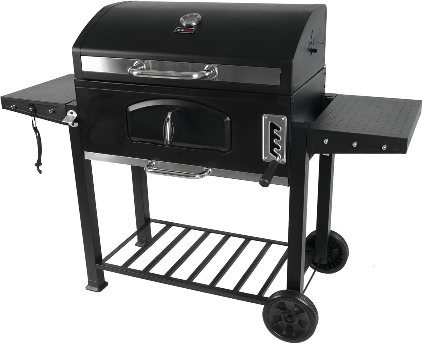 Grill Boss Charcoal Grill with Large 32-Inch Cooking Area - Includes Warming Rack, Side Shelves, Bottom Storage and Wheels for Outdoor BBQ, Tailgating, Camping & Backyard Grilling