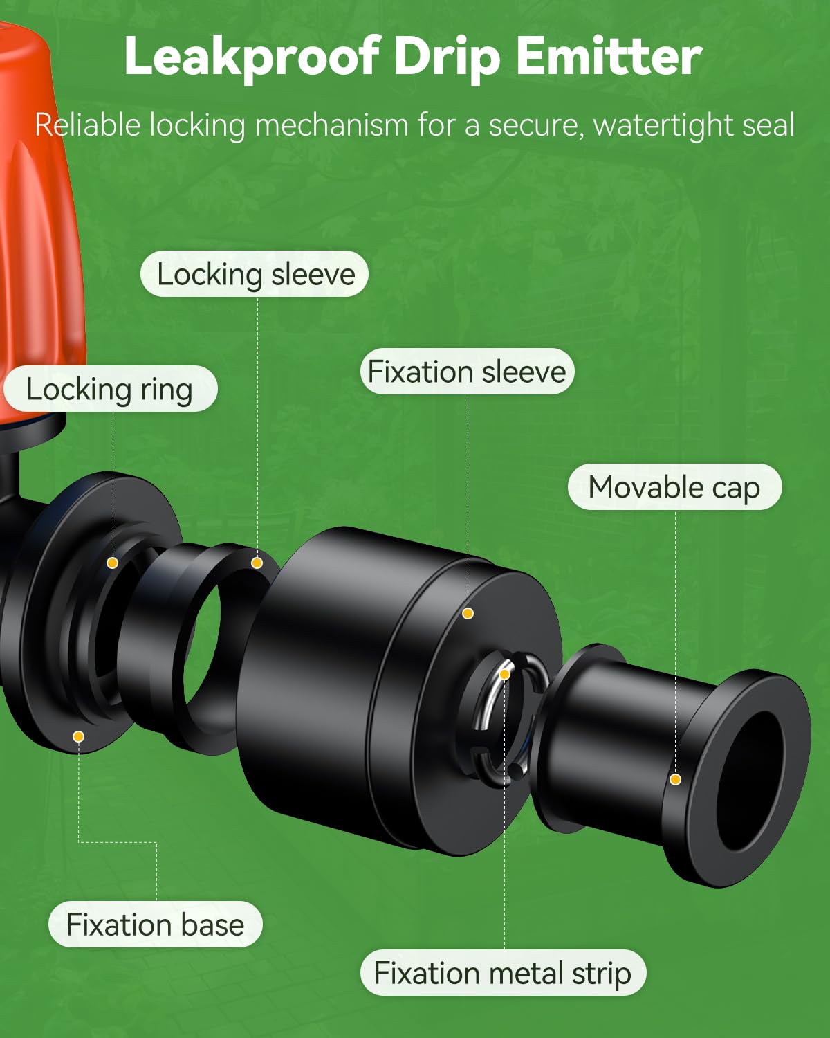 Pawfly 60 Pcs Push-to-Fit Drip Irrigation Spray Emitters with Adjustable 360 Degree Water Flow, Irrigation Drippers with End Plugs, Tee Misting Atomizing Nozzles Micro Sprayers for 1/4 Inch Tubing