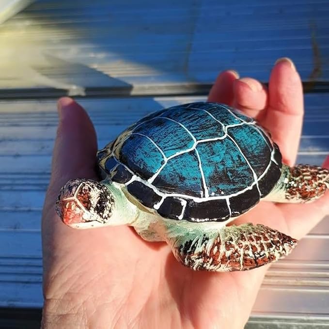 Small Turtle Figurine Sea Turtle Figurine Little Resin Turtle for Garden Decor Blue Turtles Figure Outdoor Outside Pond Ornaments Decorations Mini Statue Valentine's Day Gifts Blue