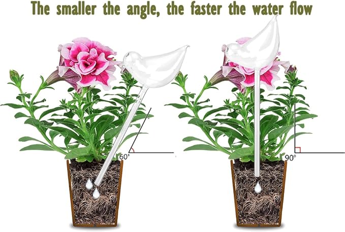 Glass Plant Watering Globes, Self Watering Globes Bird Shape, Self Watering Planter Insert, Plant Watering Devices, Automatic Plant Waterer Indoor, Watering Bulbs, 2 Pack