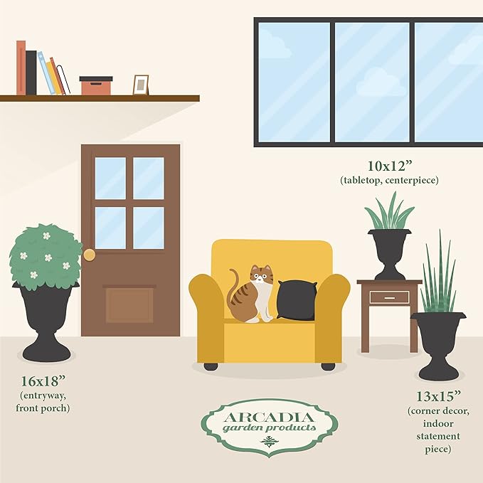 PL20WW Indoor/Outdoor Classic Traditional Plastic Urn Planter, Whitewash, 10" x 12", White Wash