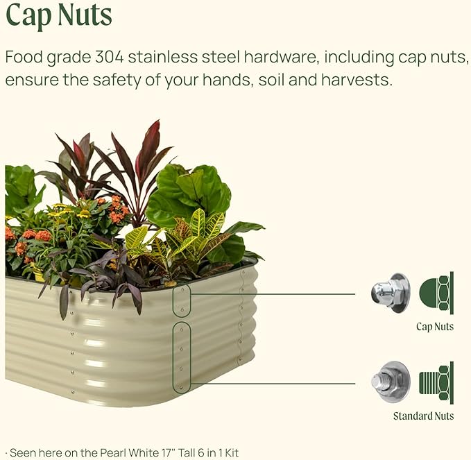 Vego garden Aluzinc Raised Garden Bed Kits, 17" Tall 6 in 1 Modular Metal Raised Planter Bed for Vegetables Flowers Patio Ground Planter Box-Modern Gray