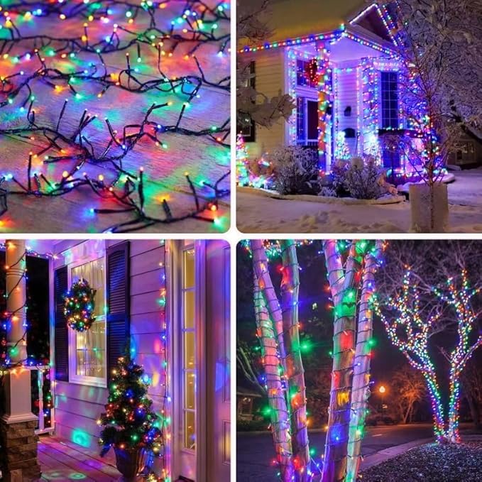 OZS Extra Long 115Ft 300LED RGB Color Changing String Lights Indoor/Outdoor, Waterproof 8 Modes Christmas Tree Lights, Green Wire for Party Wedding Garden Christmas Decorations