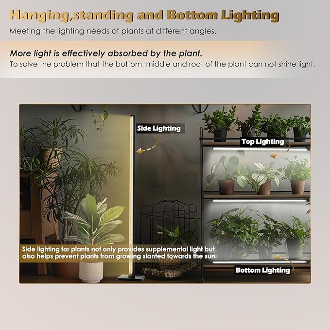 GLOWRIUM Standing Grow Light with Auto-Timer, 30W Vertical Grow Lights for Indoor Plants,3 Light Modes,201 LEDs,Detachable Full Spectrum Plant Lights for Wide Area Coverage in Indoor Plants (45 in)