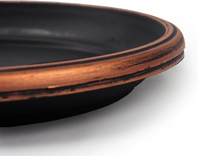 Decorative Heavy Duty Tray/Saucer (2 Pack) Rustic Medieval/French Country Look, Pot/Planter Base for Indoor/Outdoor Decor Use. Long Lasting, Reusable Light Weight (13 inches, Copper)