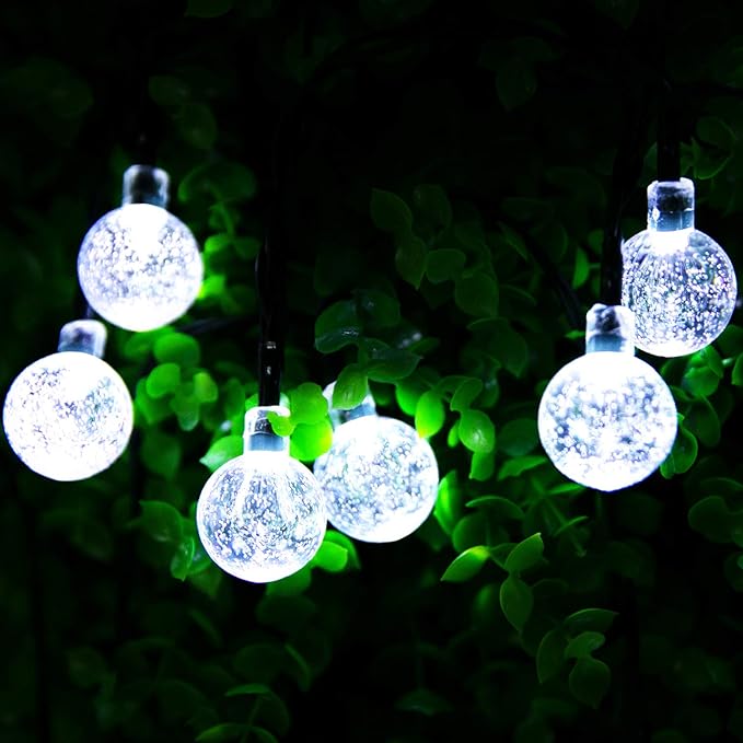 Brightown Outdoor Solar String Lights - 60 Led, 35.6 Feet with 8 Modes, Waterproof, Perfect for Garden, Yard, Porch, Wedding Party Decor (Pure White)