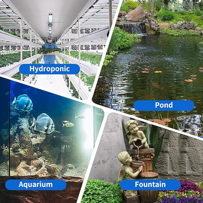 200GPH Submersible Water Pump(750L/H,16W),Ultra Quiet Fountain Pump with 5.2ft. High Lift,Pond Pump for Fish Tank, Pond, Aquarium, Statuary, Hydroponics.