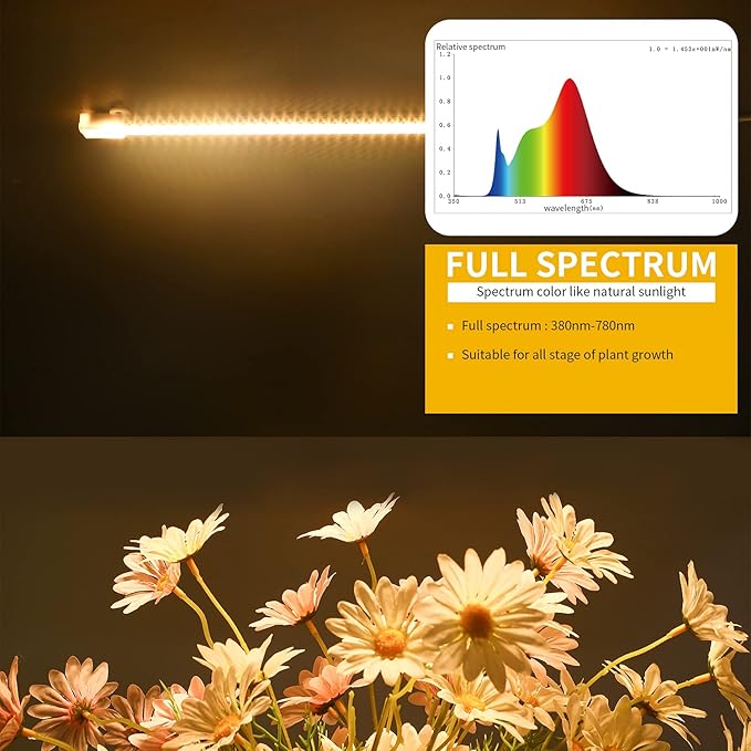 One Strip Growing lamp 2-Pack, Full Spectrum LED Grow Light Strips for Indoor Plants with Auto ON/Off Timer & 4 Dimmable Levels, for Green House Hydroponics Succulent (One Strip×2pcs)