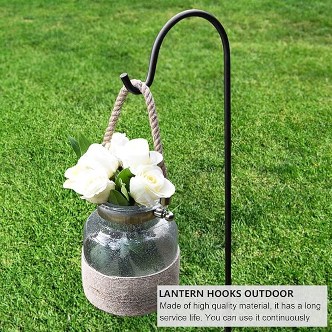 Dualshine 2 Pack Shepherd Hook 35 inch Tall Garden Outdoor Hook for Hanging Solar Light, Bird Feeders, Lanterns, Mason Jars, Garden Stake and Wedding Decor (Black)