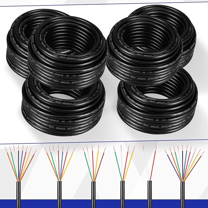 Hoolerry Solid Sprinkler System Wire 18 Gauge Irrigation Wire with UV Resistant PVC Jacket Sprinkler Cable for Underground Irrigation Field Central Control System 30v Ul Listed(18/7, 50 Ft)
