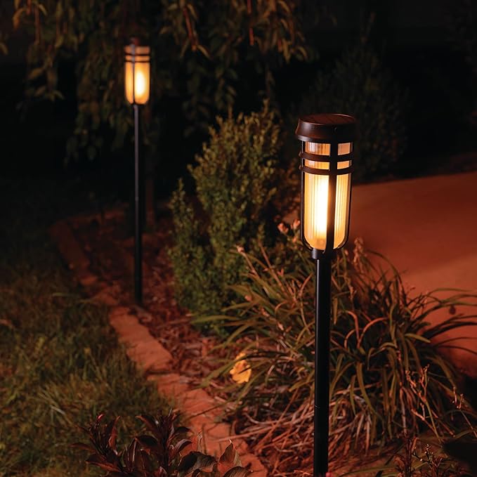 Metal Solar Torch - Adjustable Height (24" - 50"), Outdoor Lights with Flickering Flame, Waterproof Solar Powered Lights, Flame Torches for Patio, Pathway, Yard Decor, Matte Black (1-Pack)