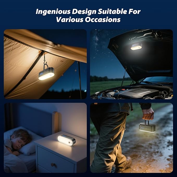 Motion Sensor Camping Lights,Rechargeable Camping Lantern, Portable Hanging Tent Lights,IPX5 Waterproof Emergency Light for Outdoor,SOS Mode Hurricane Power Outages,Magnet Work Light,1 Pack