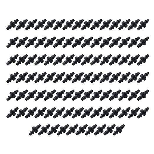 Dnyta 100pcs Barb Fittings PVC for 1/4 Inch Irrigation Tubing Drip Irrigation Barb Fittings Irrigation Tubing Connector Drip Irrigation Barbed Coupling for Plant Drip or Yard Spray Irrigation