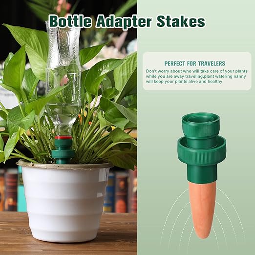 Patelai Terracotta Plant Watering Spikes Self to Use with Cola Bottles Houseplant Watering Stakes Automatic Irrigation System(15 Pack,Terracotta)