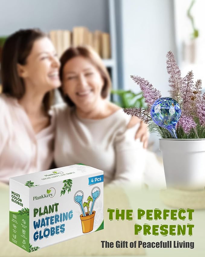 Iridescent Self Watering Globes, Glass Rainbow Plant Watering Globes, Self Watering Planter Insert, Automatic Plant Waterer Indoor (Small-4 Pcs Multi-Color, Small)