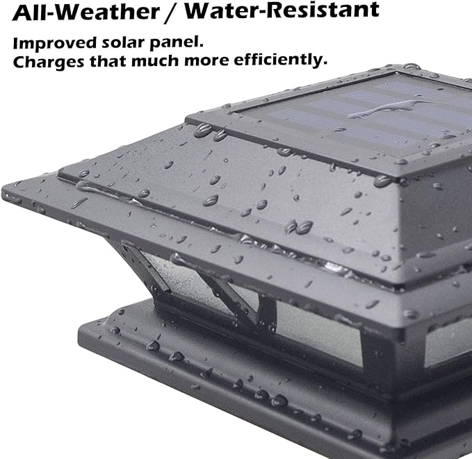 SIEDiNLAR Solar Post Lights Outdoor 2 Modes LED Deck Fence Cap Light for 4x4 5x5 6x6 Posts Patio Garden Decoration Warm White/Cool White Lighting Black (1 Pack)