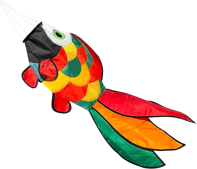 emma kites Cute Rainbow Fish Windsock Spinner Spiral 32-inch