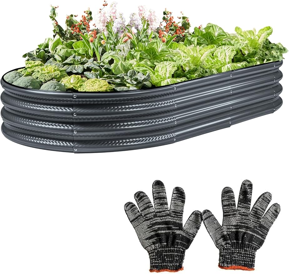 Raised Garden Bed, Galvanized Planter Raised Beds for Outdoor,Vegetables, Flowers & Herbs, Heavy-Duty Metal Raised Garden Beds Outdoor, Rust-Resistant & Easy Assembly (Grey, 6x3x1 ft)