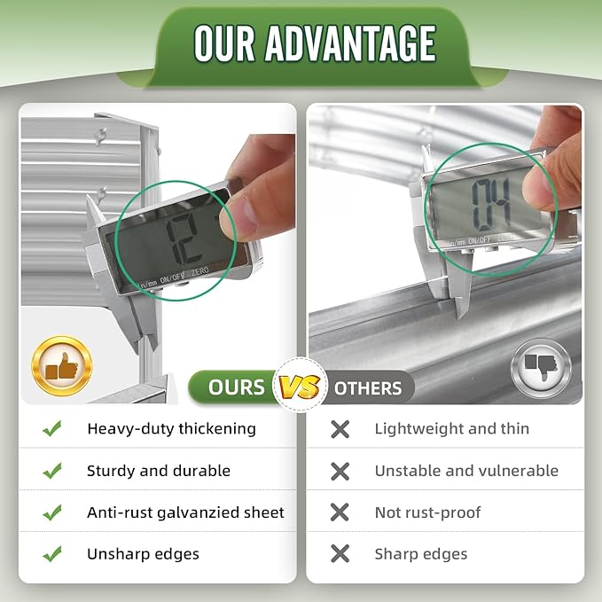 Outdoor Metal Galvanized Raised Planter Box,Rectangular Large Garden Bed Kit for Vegetables, Fruits, Flowers and Herbs 8X4X1FT